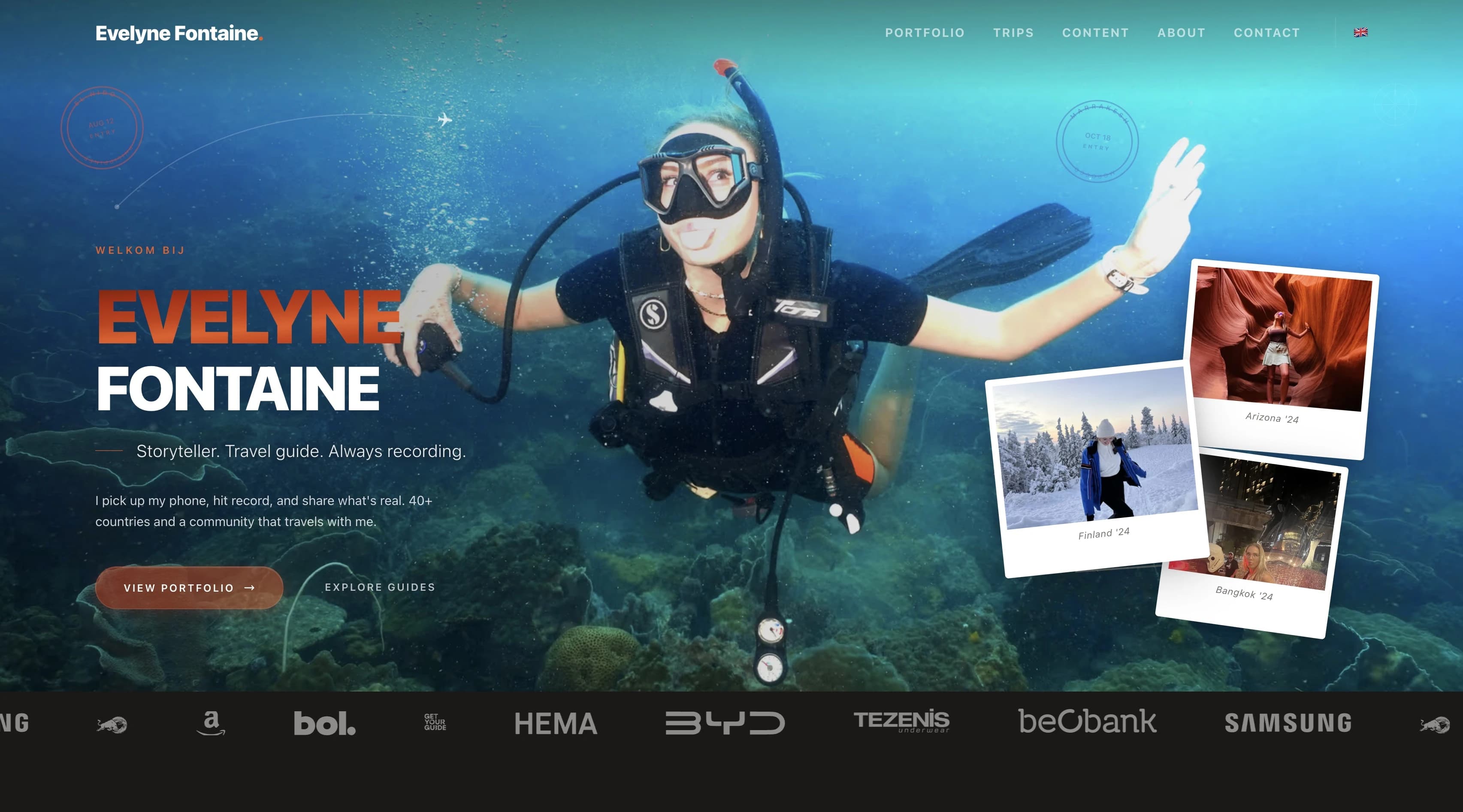 Evelyne Fontaine website screenshot - content creator project by Nurani